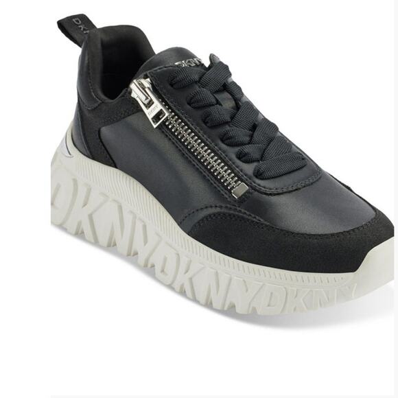 New Steve Madden Women's Lakelyn Zip Platform Sneakers Black 7.5M - Picture 1 of 10